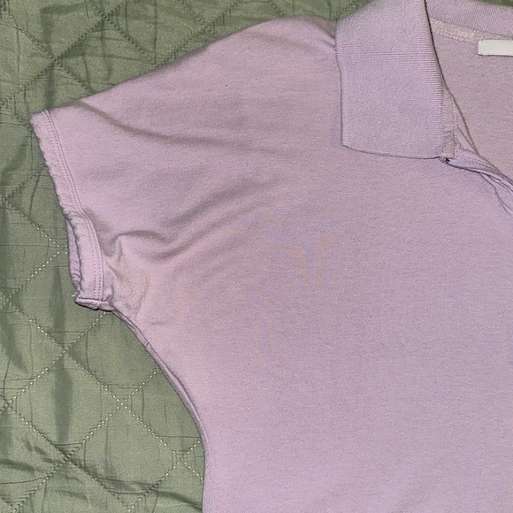 Vintage Lizgolf Short Sleeve Collared Shirt Zipper Front Lilac Pastel Size M - Picture 5 of 7